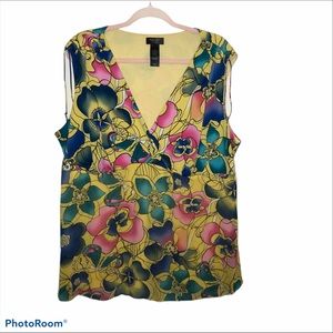 Bisou Bisou Sz 2X Floral Print Blouse